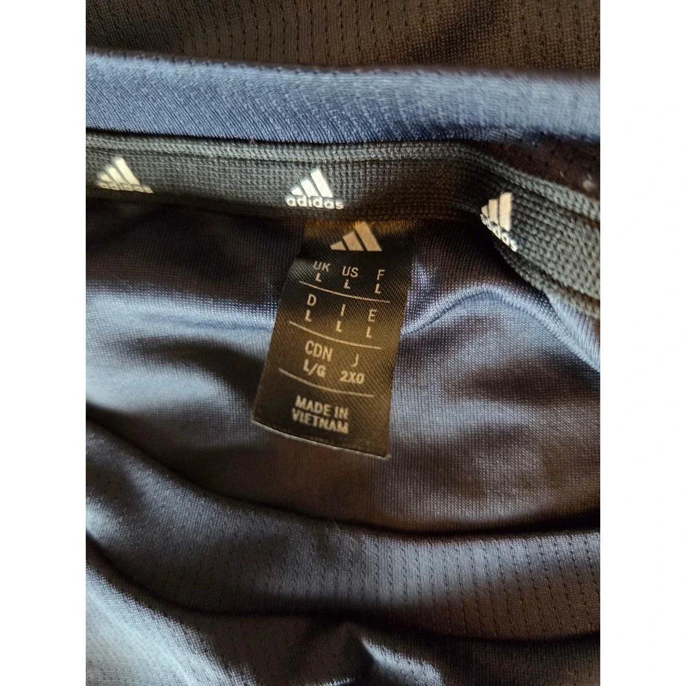 Adidas Aeroready Mens Large Navy Blue 3-Stripe Performance T-Shirt JW6140